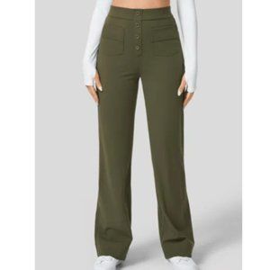 New Halara High Waisted  Straight Leg Casual Pants size large green